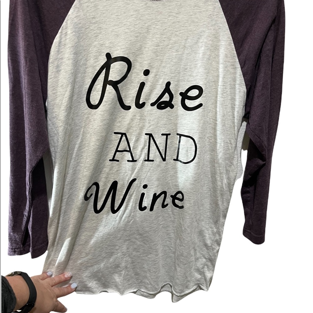 NEXT LEVEL APPAREL PURPLE AND GRAY RISE AND WINE GRAPHIC CASUAL T-SHIRT